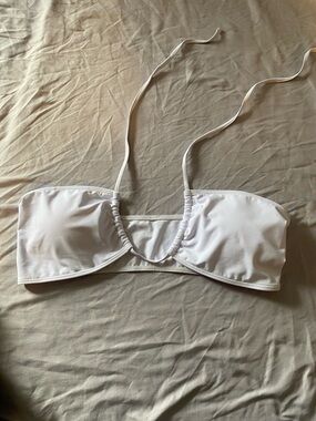 White Bandeau Swim Top with Removable Straps